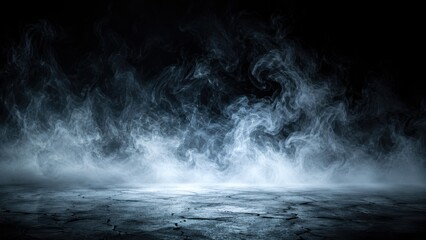 Naklejka premium Dramatic Smoke Effect on Dark Textured Floor Background