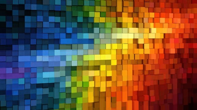Exploding multi-colored square block mosaic.