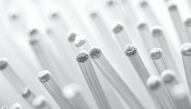 Closeup of White Matchsticks with Shadows on a Light Background