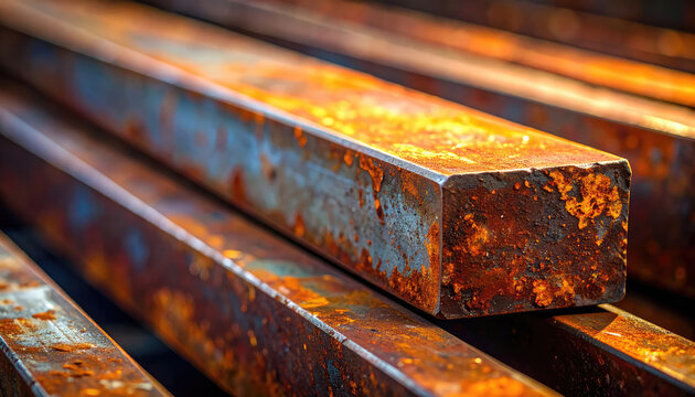 Rusty Steel Bars with Corrosion and Texture for Industrial Design