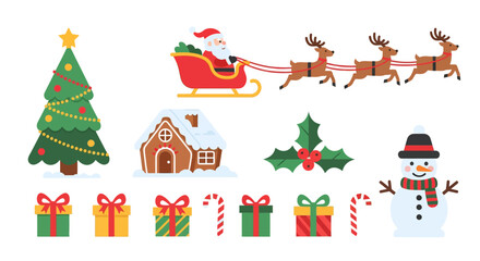 Fototapeta premium Christmas icons and holiday symbols.