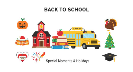Naklejka premium Colorful Back to School Icons.