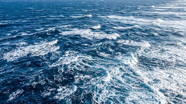 Ocean waves with white foam on the surface