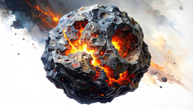 Explosive Meteor Impact with Lava and Fire Effects
