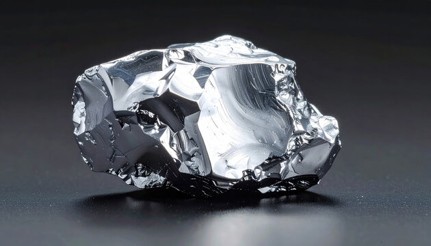 Closeup of a shiny metallic mineral or gemstone on dark background