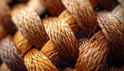 Obraz premium Closeup of Interwoven Rope with Textured Detail