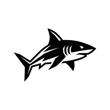 Sharp shark silhouette vector for predatory animal theme graphics.