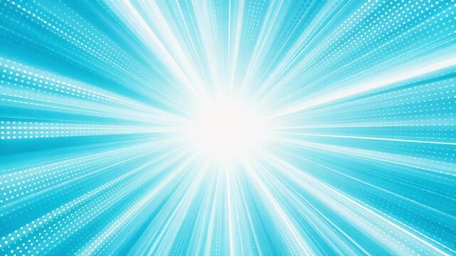 Abstract blue light burst with radiating lines and dotted patterns