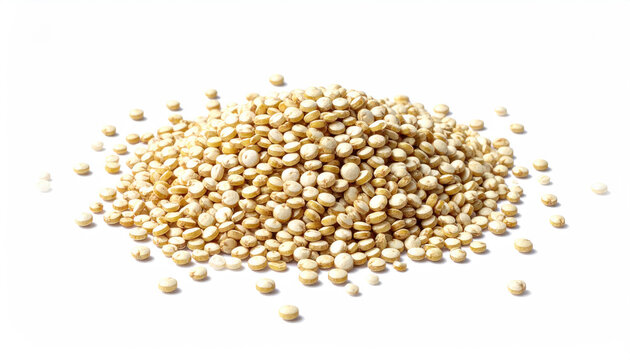 Heap of Quinoa Seeds on White Background for Healthy Food