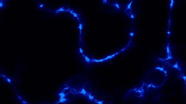 Glowing Blue Biological Cellular Structures Under Microscope.