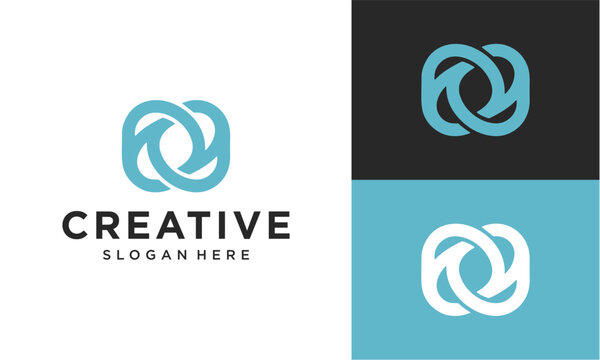 Abstract overlapping loop logo design template with camera shutter and infinity concept