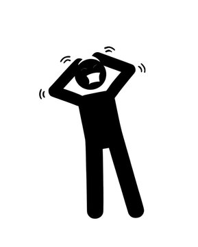 Persona preocupada sujetando su cabeza ilustraci&oacute;n minimalista
Pictograma de hombre bajo estr&eacute;s