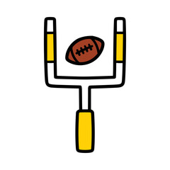 American football goalpost with a football flying through the uprights illustration. © Prime Image