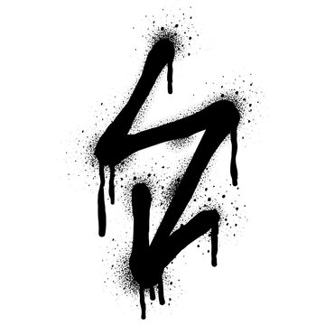 Black Lightning Bolt Graffiti Graphic for Street Art and Urban Design