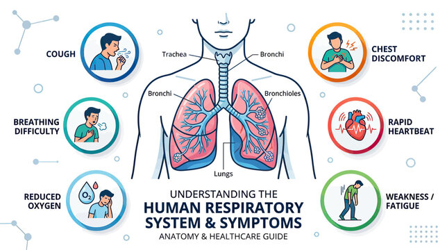 Human Respiratory System Anatomy and Symptoms Infographic