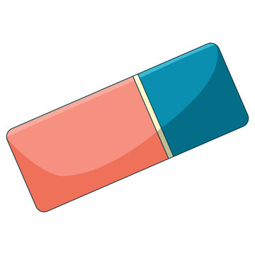 Rectangular dual color pink and blue school eraser tool for correction and drawing