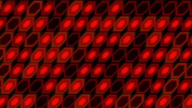 Dynamic Red Geometric Pattern of Pulsating Illuminated Hexagons