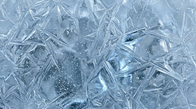 Frozen water surface detail ice crystals and bubbles winter texture