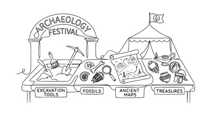 Archaeology Festival: Excavation Tools, Fossils, Ancient Maps & Treasures Display © Kaleng