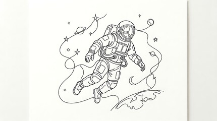 Fototapeta premium Astronaut Floating Gracefully Among Stars And Planets In Space