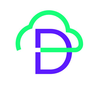 D Alphabet Technology Cloud Logo Design Vector EPS