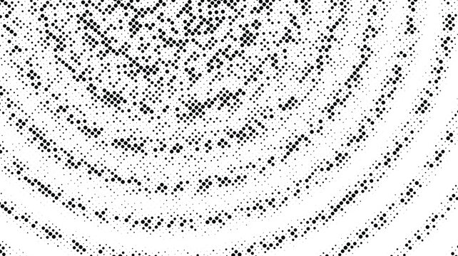 Abstract Halftone Pattern with Concentric Circles in Black and White