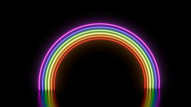 Neon Rainbow Color Curve on Mirror Surface