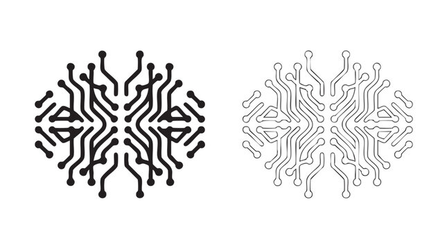 black silhouette with line art vector of binary code pattern abstract design