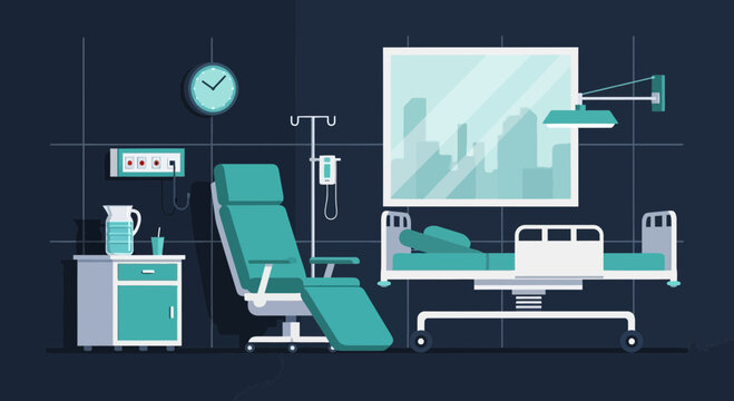 Hospital Room Interior Illustration With Medical Equipment And Modern Design