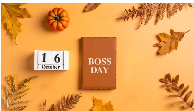 Brown Notebook and Seasonal Decorations for Boss Day Celebration