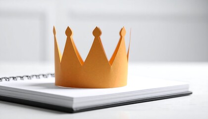 Gold paper crown on of a white book
