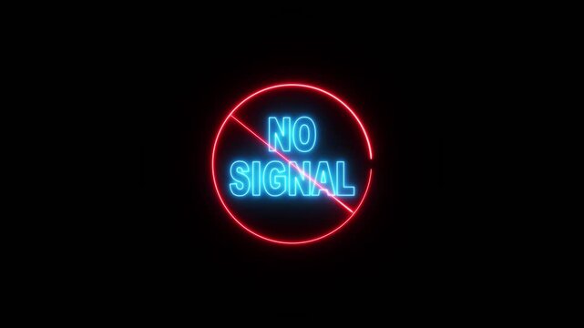 Neon No signal icon animation. No signal allowed motion graphics. Banned icon, forbidden, prohibited 4k video footage.