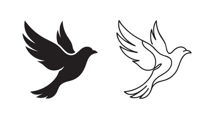 Fototapeta premium dove silhouette with line art vector illustration in black and white black silhouette black silhouette with line art vector