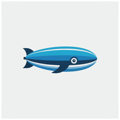 Blue blimp airship vehicle illustration. © Norvelle