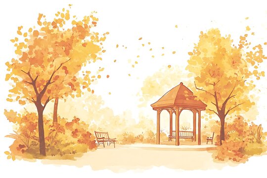 Autumnal park gazebo