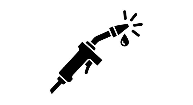 Vector illustration of vector icon of a welding torch or spray gun dripping liquid on a transparent background