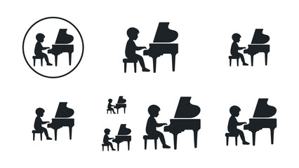 Child Playing Piano Icon Set © Gondrong Jins