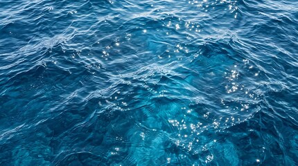 Fototapeta premium Sunlight reflecting on deep blue ocean water rippling surface texture