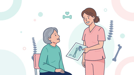 Fototapeta premium Doctor Explaining Bone Density Scan Results to Elderly Patient