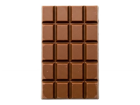 Delicious chocolate bar with grid pattern, rich dark cocoa texture perfectly cut into squares, isolated on transparent background