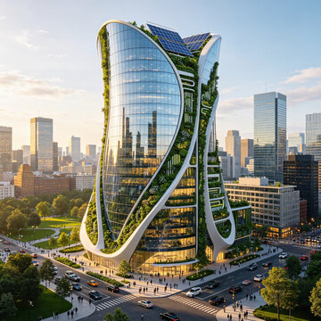 eco-friendly biomorphic tower integrating nature and renewable power