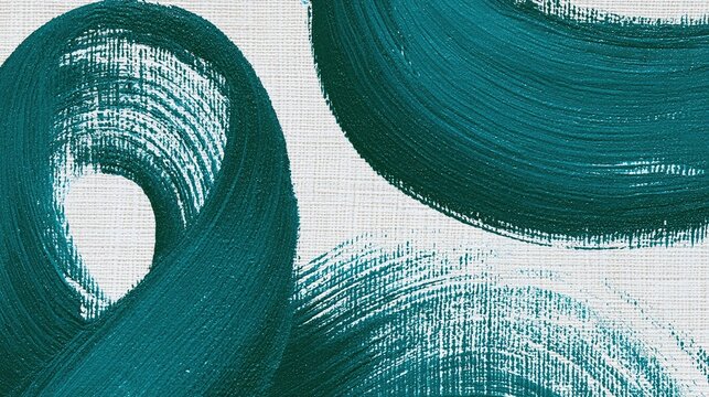 Close-up abstract rich solid teal brushstroke background on light checkered grid base, dry textured brush with white gaps exposing under grid, looping strokes rising bottom-left and wide arched marks