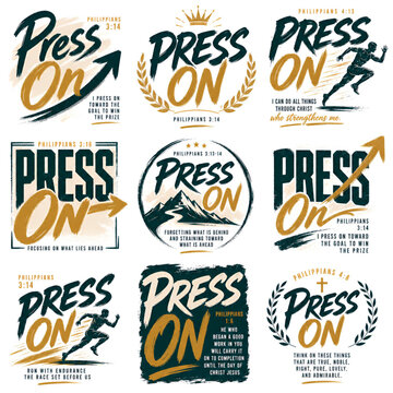 Inspirational Christian 'Press On' graphic collection