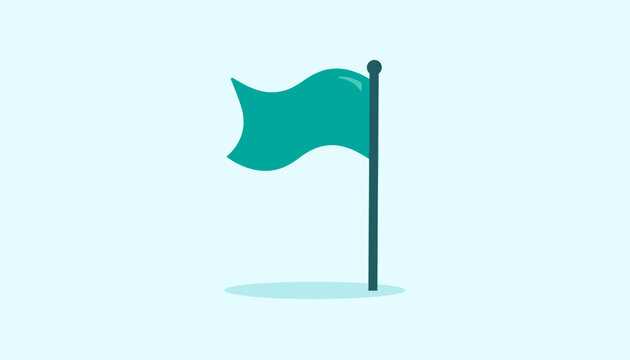 Teal flag on a pole waving.