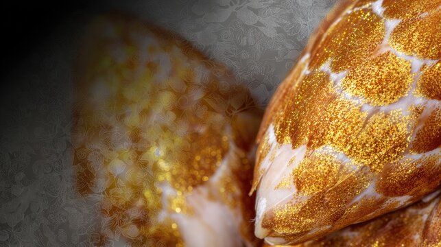 Close-up of Luminous Scales with Glittering Texture on Fish Skin in Vibrant Golden Hues
