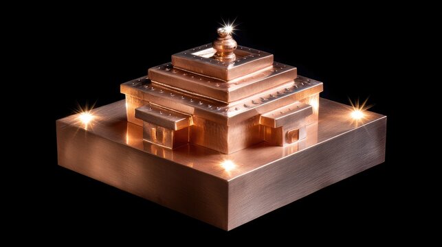 Luminous decorative structure with intricate design and shining lights on a dark background displaying elegance and creativity
