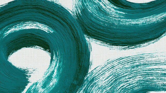 Close-up abstract rich solid teal brushstroke background on light checkered grid base, dry textured brush with white gaps exposing under grid, looping strokes rising bottom-left and wide arched marks