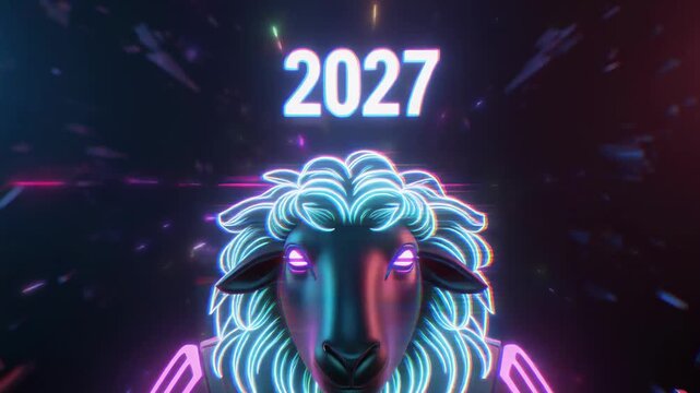Cybernetic Neon Sheep 2027 4K Generative AI