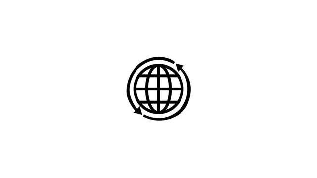 Minimalist globe icon on dark background. Digital globe icon for connectivity themes. Global network globe icon spinning for international business. Futuristic glowing digital globe design.