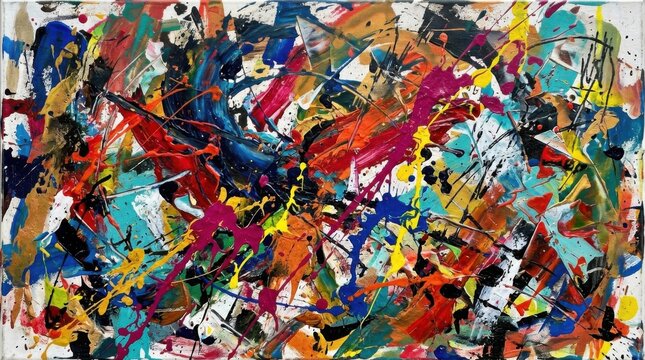 Abstract Expressionism Art with Bold Multicolor Splash and Drip Pattern